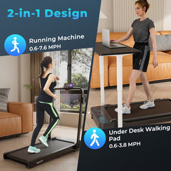 2 in 1 Folding Treadmill with 300 LBS Capacity and Remote Control for Home
