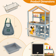 2 in 1 Wooden Mud Kitchen with Removable Water Box and Storage Bag