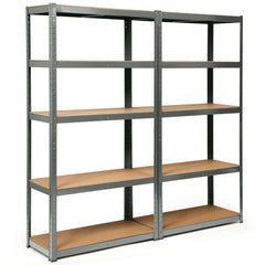 2 Pieces 5-Tier Metal Storage Shelves with Adjustable Shelves