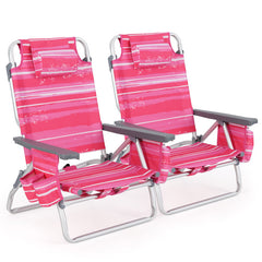 2 Pieces Folding Backpack Beach Chair with Pillow