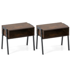 2 Pieces Stackable Night Stand Bedside End Table Set