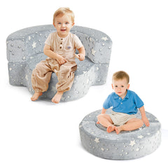 2-in-1 Toddler Chair Glow in the Dark Kids Couch with Cover Convertible Sofa