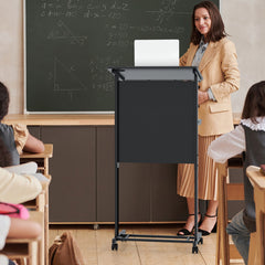 3-Position Height Adjustable Lectern Table with Tilted Tabletop