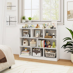 3-Tier Open Bookcase 8-Cube Floor Standing Storage Shelves