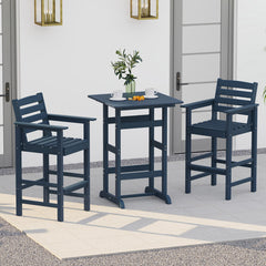 30 Inch Square Bar Table Dining Table with Slatted Tabletop for Poolside
