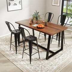 Set of 4 Bar Height Chairs Stackable Metal Bar Stools with Removable Backrest