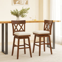 30 Inch Bar Stool with Contoured Backrest and Swivel Padded Seat