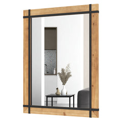 30 x 40 Inch Wall Mounted Mirror with Fir Wood Frame