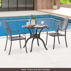 31.5 Inch Cast Aluminum Table Patio Round Dining Table with Umbrella Hole