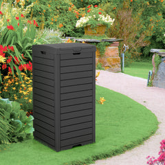 31 Gallon Large Outdoor Trash Can with Lid and Pull-out Liquid Drawer for Easy Cleaning