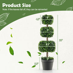 35 Inch Artificial Boxwood Topiary Ball Tree with Cement-filled Pot
