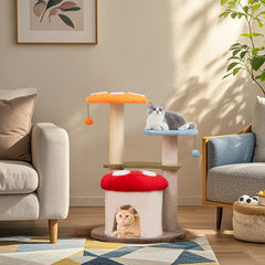 35 Inch Tall Cat Tower with Sisal Scratching Posts Cat Condo and Padded Platforms