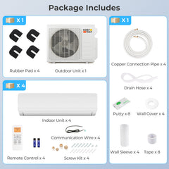 Thundrive Series 36000 BTU 4 Zone 19 SEER2 Mini Split AC with Heat Pump