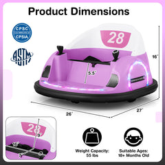 12V 360° Ride on Bumper Car for Toddlers with Remote Control
