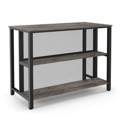 36 Inch 3-Tier Bar Table with Storage Metal Frame Adjustable Foot Pads for Dining Room