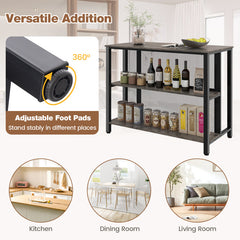 36 Inch 3-Tier Bar Table with Storage Metal Frame Adjustable Foot Pads for Dining Room