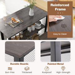 36 Inch 3-Tier Bar Table with Storage Metal Frame Adjustable Foot Pads for Dining Room