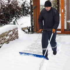 37.5 Inches Aluminum Snow Shovel with Wheels and Bi-Directional Angled Blade