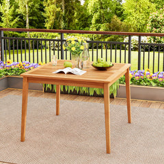 39 Inch Acacia Wood Dining Square Bistro Table with 1.96 Inch Umbrella Hole
