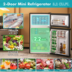3.2 Cu. Ft Compact Mini Fridge with Adjustable Thermostat