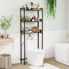 Over The Toilet Storage Rack with Hooks and Adjustable Bottom Bar