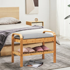 Shoe Rack Bench with Storage Shelf for Entryway Hallway Bedroom