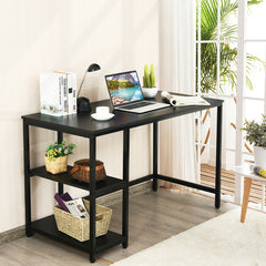 47/55 Inch Computer Desk Office Study Table Workstation Home with Adjustable Shelf Black