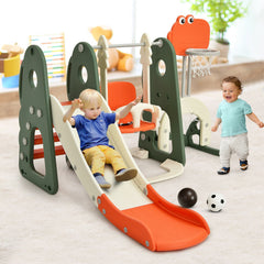 6 in 1 Toddler Slide and Swing Set with Ball Games
