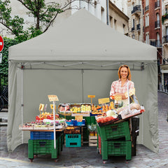 10 x 10 Feet Pop-up Gazebo with 5 Removable Zippered Sidewalls and Extended Awning