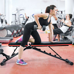 Foldable Weight Bench Multifunctional Dumbbell Gym Bench with Elastic Ropes