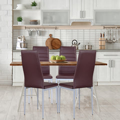 4 Pieces PVC Elegant Design Leather Dining Chairs with Solid Metal Legs