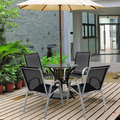 4 Pieces Stackable Patio Dining Chairs Set with Armrest