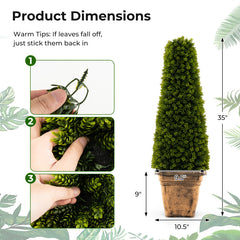 3 Feet Artificial Boxwood Topiary Tree with Cement Flowerpot