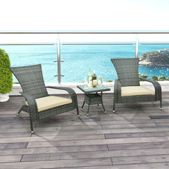3-Piece Wicker Adirondack Set with Comfy Seat Cushions