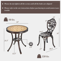 3-Piece All-Weather Cast Aluminum Patio Bistro Set