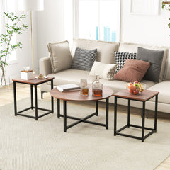 3-Piece Coffee Table Set Round Coffee Table and 2PCS Square End Tables