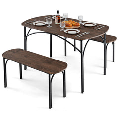 3-Piece Dining Table Set for 4 with Metal Frame