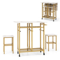 3 Pieces Dining Table Set with 6-Bottle Wine Rack