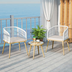 3 Pieces Outdoor Bistro PE Wicker Conversation Furniture Set