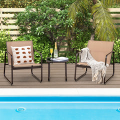 3 Pieces Patio Conversation Set with Breathable Fabric and Tabletop