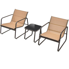 3 Pieces Patio Conversation Set with Breathable Fabric and Tabletop