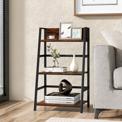 3-Tier Ladder Industrial Bookshelf with Metal Frame Display Shelf