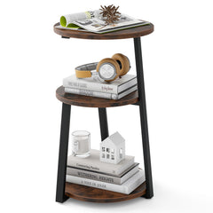 3-Tier Accent Round Side Table with Metal Frame