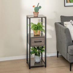 3 Tier Tall Metal Plant Stand with Drawer for Balcony Office