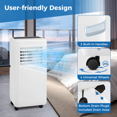 3-in-1 8000 BTU Portable Air Conditioner with Remote Control