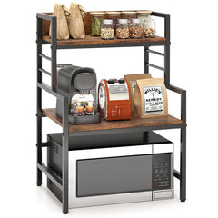 3-Tier Microwave Stand with 2 Open Shelves and Heavy-duty Metal Frame