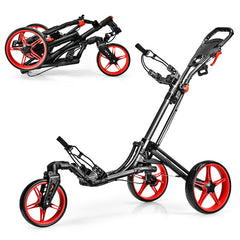 3 Wheel Folding Golf Push Cart with Scoreboard and Adjustable Handle