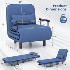 3-in-1 Convertible Sofa Bed with 5-Position Adjustable Backrest and Lumbar Pillow