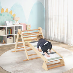 3-in-1 Pikler Triangle Climbing Set Kids Foldable Montessori Toys with Ramp