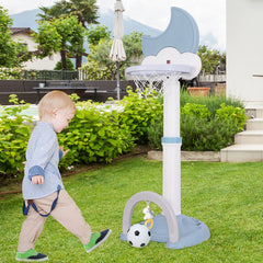 4-In-1 Kids Basketball Hoop with Moon-shaped Electronic Scoreboard and Play Set